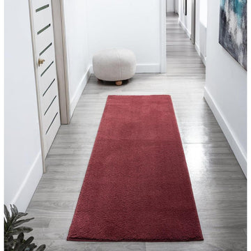 Washable Comfy Plain CMF00 Red Runner-Desire Rugs-Rug Love - The Most Loved Rug Store